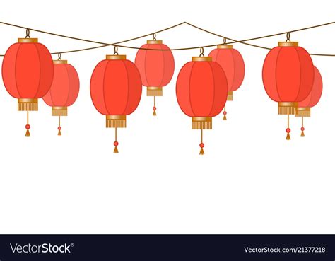 Garland with chinese lantern chain red asian Vector Image