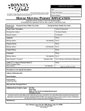 Fillable Online Ci Bonney Lake Wa House Moving Permit City Of Bonney