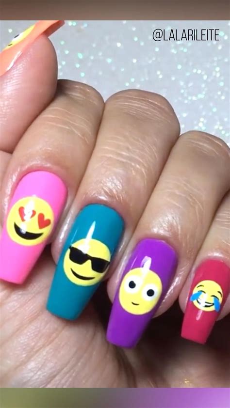 Unhas Emojis Girls Nail Designs Nail Art For Girls Nail Art