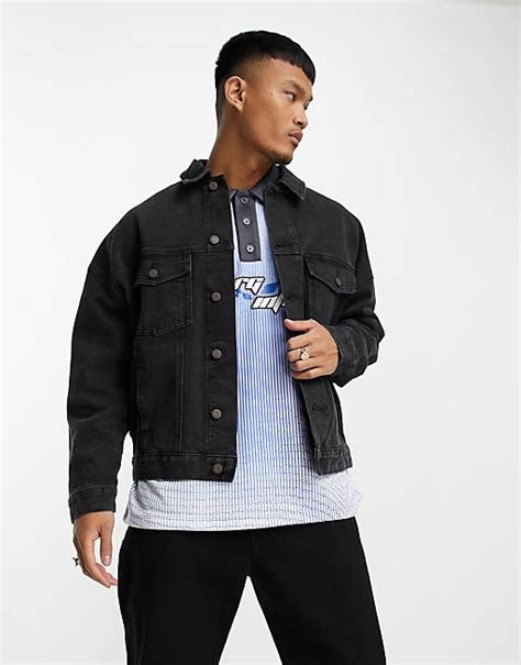 Asos Design Veste En Jean Oversize Noir Délavé Asos