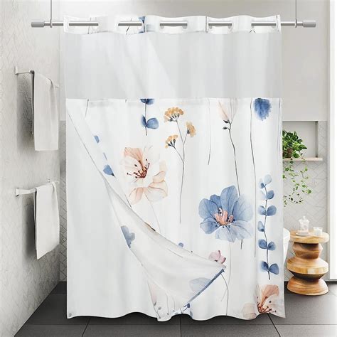 Amazon Withloc No Hook Shower Curtain With Snap In Liner