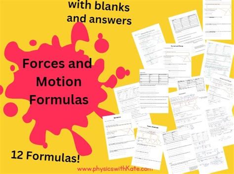 Ks4 Gcse Physics All Forces And Motion Formula Worksheets With Answers Teaching Resources