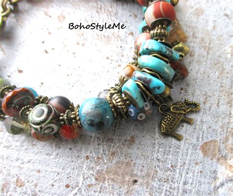 Tribal Heritage Boho Style Me Colorful Rustic Turquoise Beaded