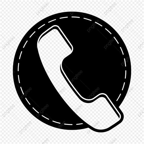 a black and white phone icon in a circle with stitching on the side,