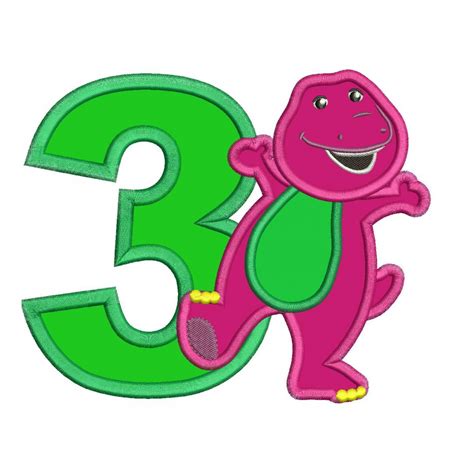 Barney 3rd Birthday Applique Design