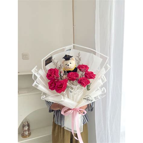 Jual Artificial Rose Bouquet Graduation Buket Bunga Wisuda Buket