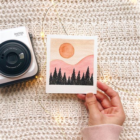 Boho Watercolor Polaroid Painting Etsy In 2021 Watercolor Paintings