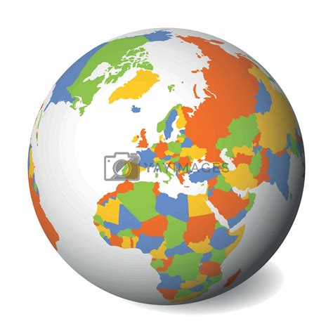 Royalty Free Vector | Blank political map of Europe. 3D Earth globe ...