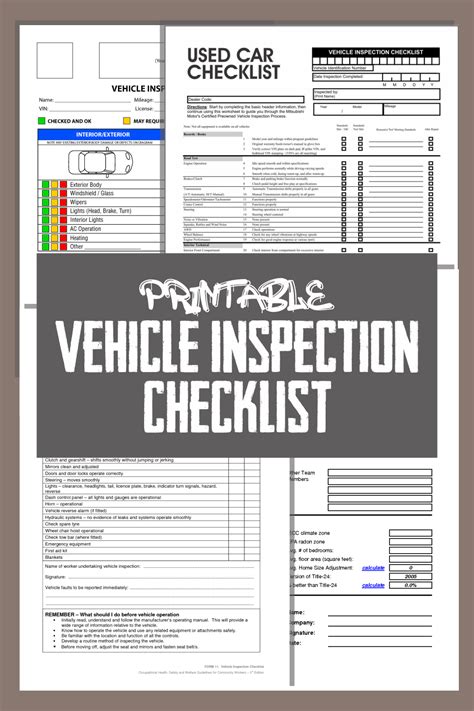 Safety Checklist Inspection Checklist Safety Inspection Vehicle