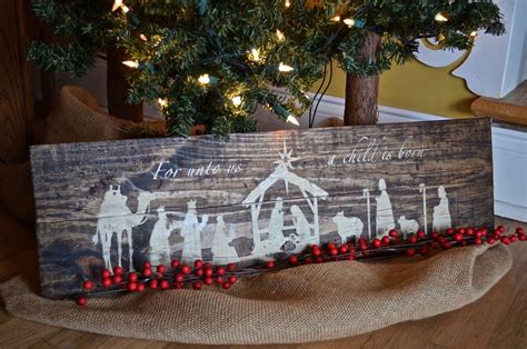 Rustic Wooden Nativity Sign Christmas Decor Rustic Manger Scene