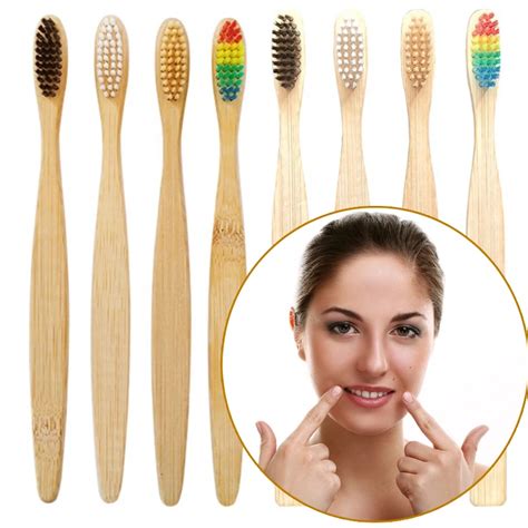 5pcs Colorful Toothbrush Natural Bamboo Tooth Brush Sets Soft Bristle