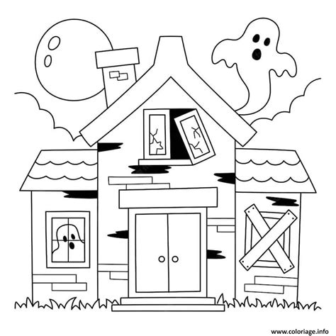 Coloriage Maison Hantee Avec Fantomes Halloween Pour Petit JeColorie