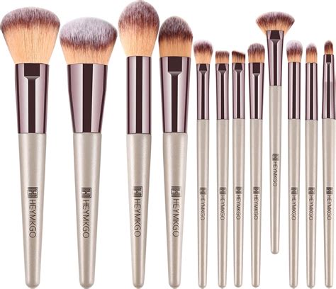 12 Pcs Makeup Brushes Heymkgo Champagne Gold Make Up Brushes Premium Synthetic Bristle