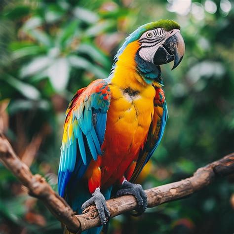 Premium Photo Colorful Macaw Parrot Jungle Branch