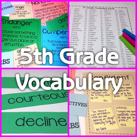 5th Grade Vocabulary Unit Includes The Most Commonly Used Words In 5th