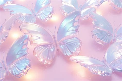 Pastel 3d butterfly aesthetic holographic | Premium Photo Illustration ...