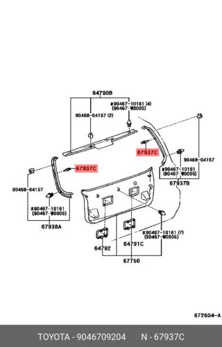 Genuine OE Clip For Back Door Side Garnish 9046709204 For TOYOTA 90467