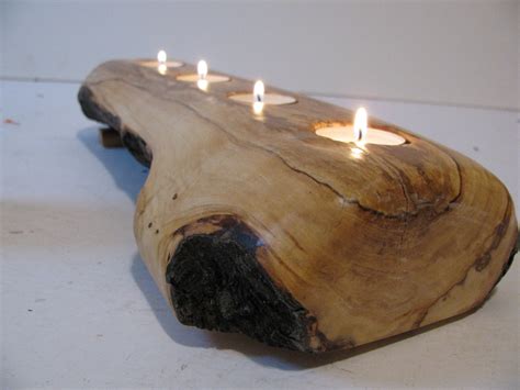 Split Log Candle Holder Rustic Wood Candle Holder Tree