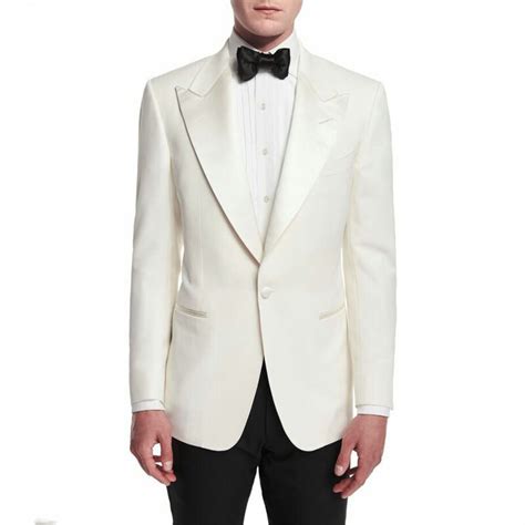 Men Suits Ivory Peaked Lapel Wedding Suits Custom Made Bridegroom