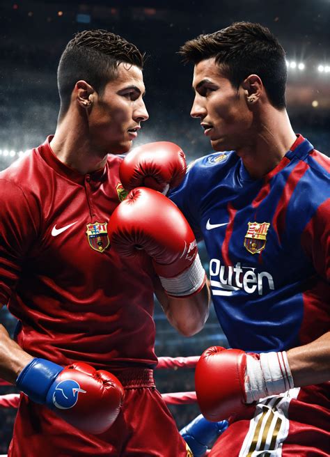 Lexica Cristiano Ronaldo And Messi Fighting Boxing With Gloves