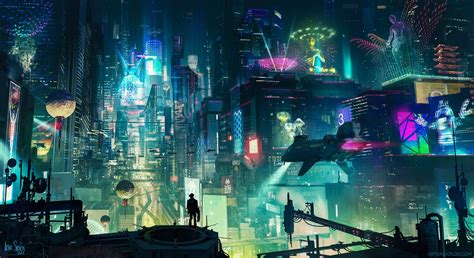 cyberpunk, artist, city, digital art, hd, artwork, artstation HD Wallpaper