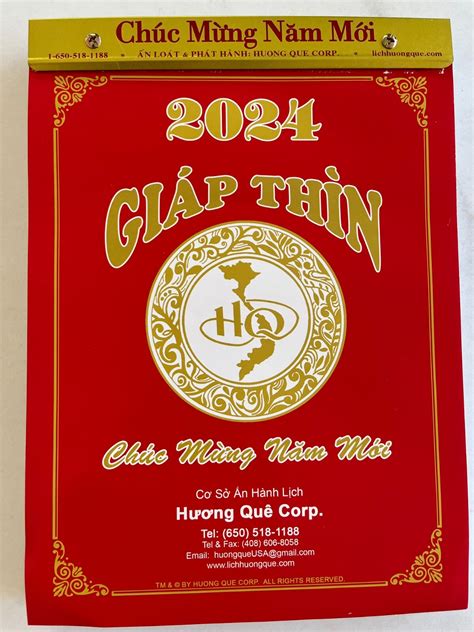 2024 Asian Vietnamese Chinese New Year Wall-Mounted Calendar/ Lich Viet