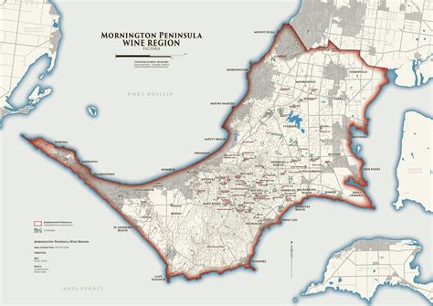 Heritage Wine Map of the Mornington Peninsula - Meridian Maps