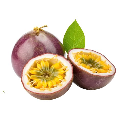 Maracuj Inteiro E Meio Maracuj Passiflora Edulis Isolado Em Fundo