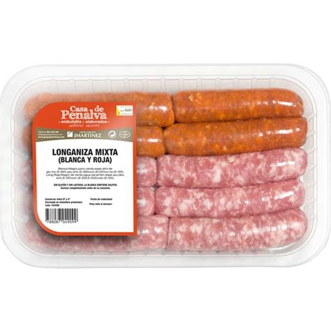 Longaniza Mixta Roja Y Blanca Sin Gluten Y Sin Lactosa Bandeja 450 G