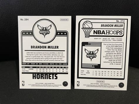 2023 24 Panini NBA Hoops Brandon Miller RC 284 Base RC 272