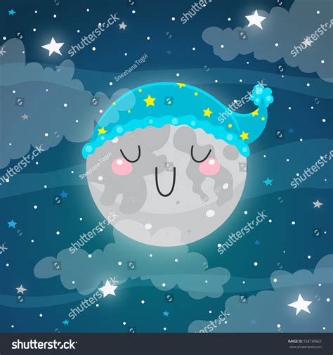 Sleeping Moon Good Night Stock Vector (Royalty Free) 158730662 ...