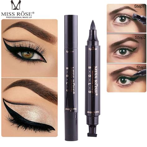 Miss Rose Liquid Eyeliner Double Head Black Waterproof Long Lasting