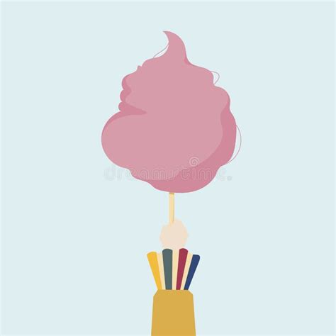 Illustration Of A Hand Holding Cotton Candy Stock Illustration