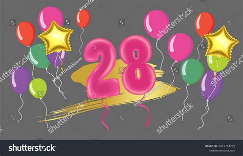 Greeting Card Happy Birthday Number 28 Stock Vector (Royalty Free ...