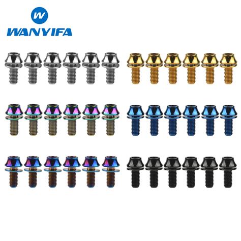 Wanyifa 6pcs Titanium Bolt M5x12mm Bike Bottle Holder Hex Screws