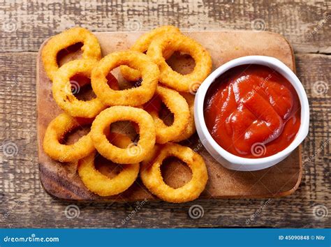 Onion Rings With Ketchup Stock Photo Image Of Appetizer 45090848