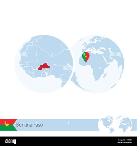 Burkina Faso On World Globe With Flag And Regional Map Of Burkina Faso