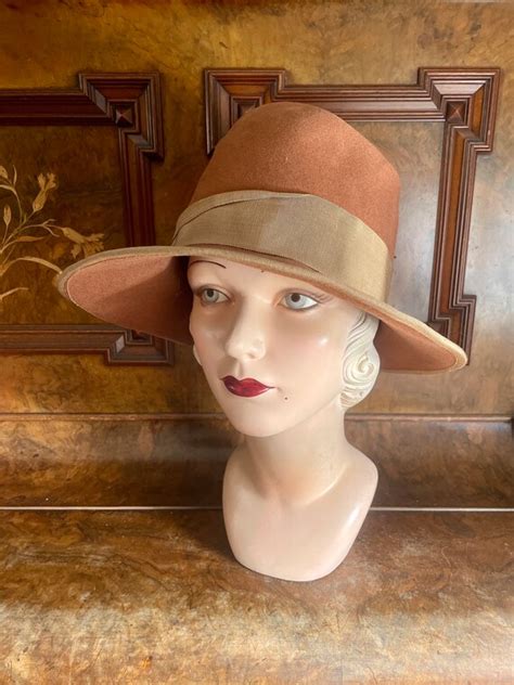 S Original Wide Brim Tan Caramel Felt Fedora Hat Gem