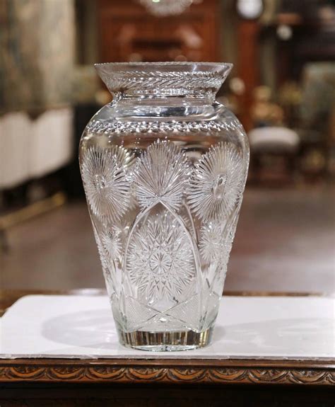 Large 20th Century European Cut Glass Vase With Flowers Signed By Artist At 1stdibs