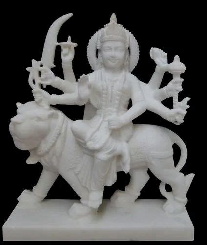 Painted Hindu Feet White Marble Mata Durga Statue For Temple At Rs