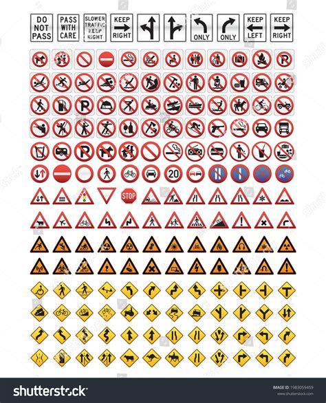 Road Signs Symbols Detailed Fully Editable Stock Vector (Royalty Free ...