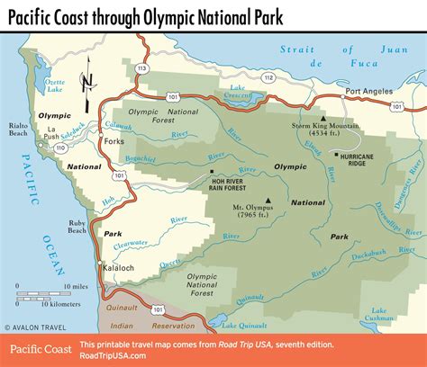 Map Of Pacific Coast Through Olympic National Park Olympic National