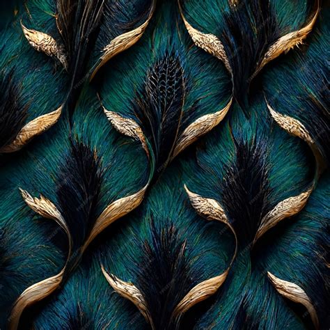 Premium Ai Image Art Decorative Peacock Feathers Seamless Patterns