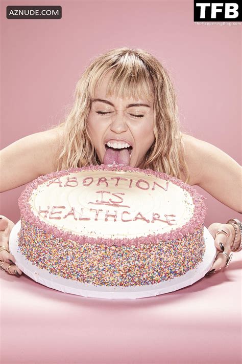 Miley Cyrus Sexy Poses Topless Covering Her Tits With Cake In A Photoshoot Aznude