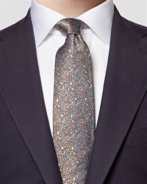 Brown Floral Silk Tie Eton