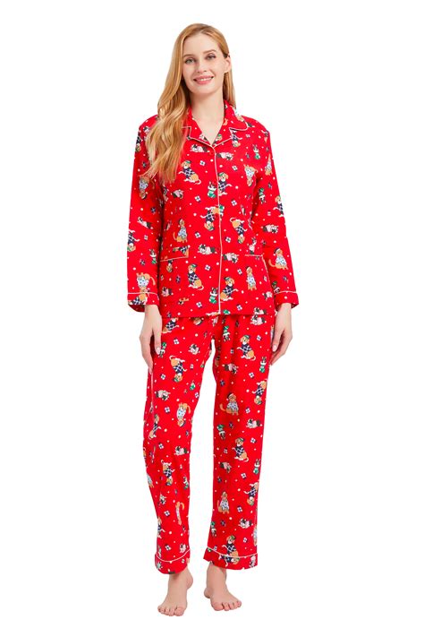 Global 100 Cotton Comfy Flannel Pajamas For Women 2 Piece Warm And