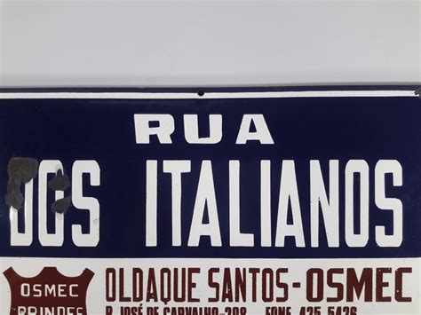 Placa De Rua Esmaltada Rua Dos Italianos Esmaltada Antiga R 269 90