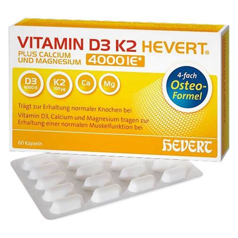 Vitamin D3 K2 Hevert Plus Ca Mg 4000 IE 2 Kapseln 60 St Meine OnlineApo