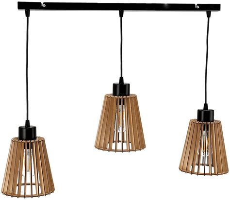 Orno Delos 3P E27 Lampa Wisząca Max 3X60W Czarna Drewno Listwa