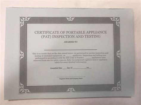 Tear Off Pad Of 50 Pat Test Certificates Printed Blue Card Ebay